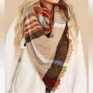Taupe plaid scarf